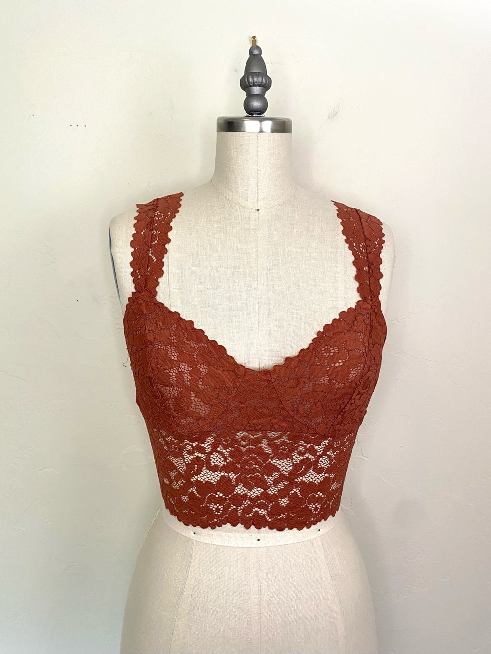 Free People Rust Lace Unlined Longline Bralette